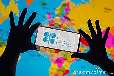 September 27, 2022, Brazil. In this photo illustration, the Organization of the Petroleum Exporting Countries OPEC logo seen Cartoon Illustration