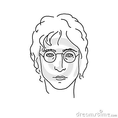 September 19, 2017: Creative portrait of John Lennon, musician from Beatles. Line art vector illustration Vector Illustration