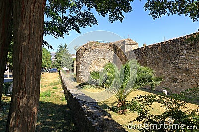September 11 2023 - Elbasan, Albania: View of the walls of the Castle Stock Photo