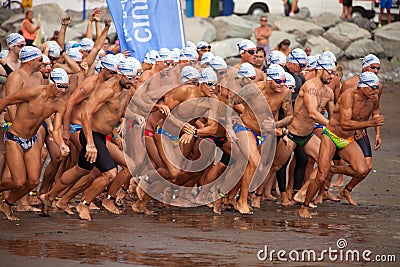 13 September 2014, Gran Canaria, sea swim Editorial Stock Photo