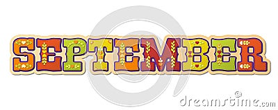 September, illustrated name of calendar month, illustration Vector Illustration