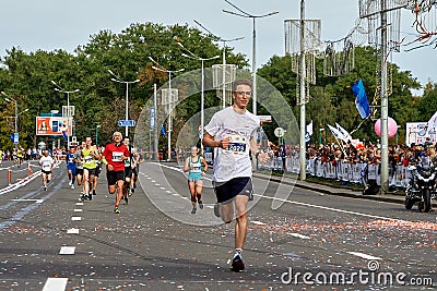 September 15, 2018 Minsk Belarus Half Marathon Minsk 2019 Running in the city Editorial Stock Photo