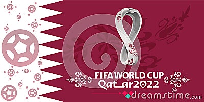 4 September 2019, Moscow, Russia. Vector illustration on background logo of the FIFA world Cup 2022, which will be held in Qatar, Vector Illustration
