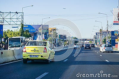 Taxi driving towards the airport Editorial Stock Photo