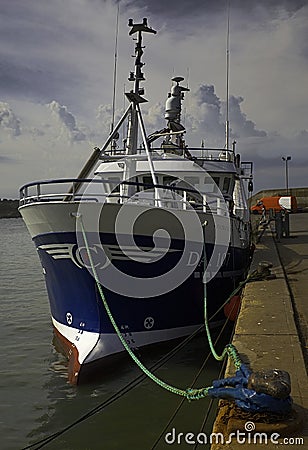 Trip to Port Oriel, Ireland. Europe. PATRICK C fishing trawler from the front. Editorial Stock Photo