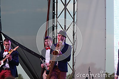 September 15, 2018 public open performance of the brass band Editorial Stock Photo