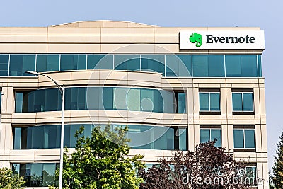 September 15, 2020 Redwood City / CA / USA - Evernote Corporation headquarters in Silicon Valley; Evernote is an app designed for Editorial Stock Photo
