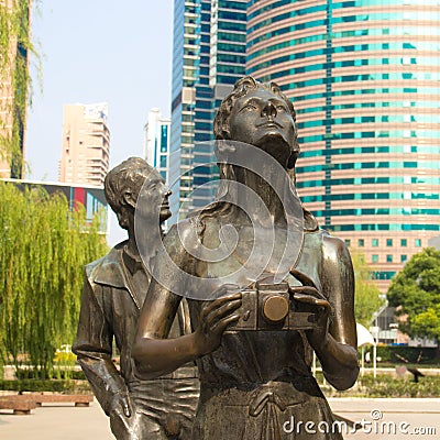 September 29, 2014 Shanghai - Sculptures in the park Editorial Stock Photo