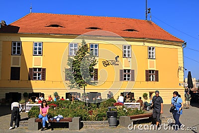 September 5 2021 - Sibiu, Hermannstadt, Romania: Area around the Bridge of Lies Podul Minciunilor Sibiu, Transylvania, Romania Editorial Stock Photo