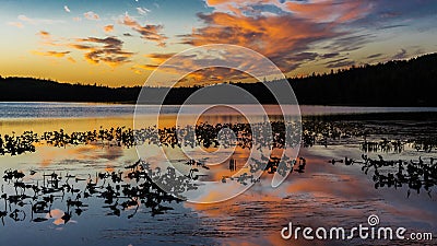 September 1, 2016, Skilak Lake, spectacular sunset Alaska, the Aleutian Mountain Range - elevation 10,197 feet Stock Photo