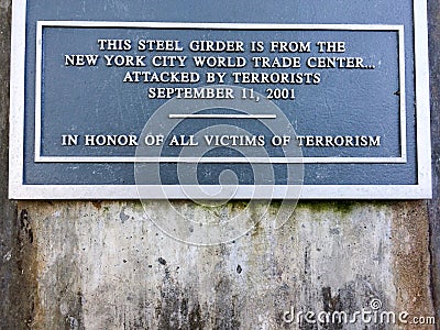 911 9-11 september terrorist attack memorial steel girder Editorial Stock Photo