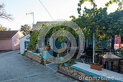 September 13th 2022 - Mathraki, Greece - Traditional cafeteria-tavern-grocery store in the village of Mathraki island, Greece Editorial Stock Photo