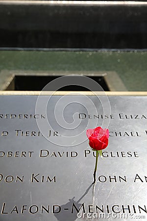 September 11th memorial in lower Manhattan. NYC. USA Editorial Stock Photo