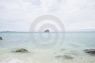 September 17, 2014 - Tourist ship brought tourists to the uninhabited island. 17 September 2014. Editorial Stock Photo