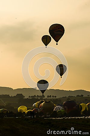 September 2014, warstein, germany,Hot air balloons in the sky Editorial Stock Photo