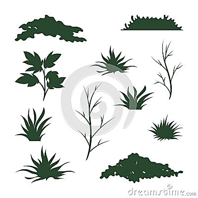 Grass and bushes vector illustration, environmental plant Cartoon Illustration