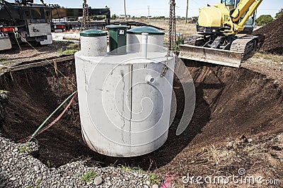 Septic Tank Installation Stock Photo