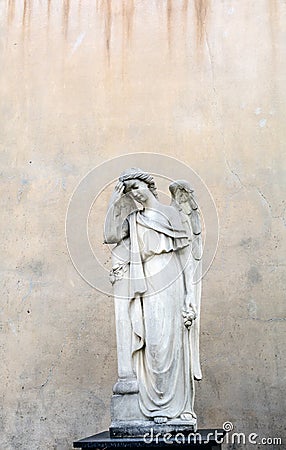 Sepulchral sculpture of Angel in Poblenou Cemetery Editorial Stock Photo