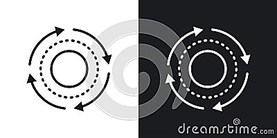 Sequential Process icon set. Simultaneous integrated processing pattern vector symbol in a black filled and outlined style. Step- Vector Illustration