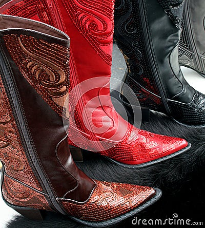 Sequined Boots Stock Photo