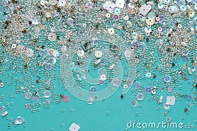 Sequins and beads abstract background Stock Photo