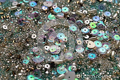 Sequins and beads abstract background Stock Photo