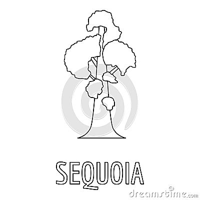 Sequoia icon, outline style. Vector Illustration