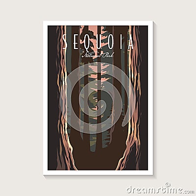 Sequoia National Park poster vector illustration design, forest poster design Vector Illustration