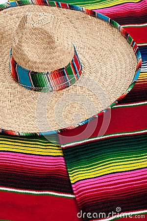 Serape and sombrero as a background Stock Photo