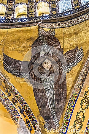 Seraph Angel Mosaic Dome Hagia Sophia Basilica Istanbul Turkey Editorial Stock Photo