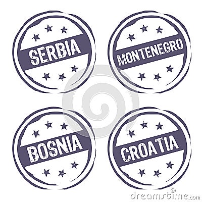 Serbia, Croatia, Bosnia and Montenegro Vector Illustration