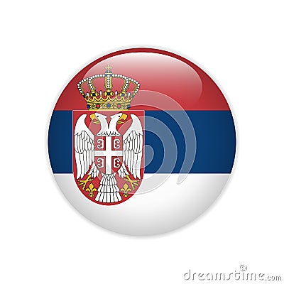 Serbia flag on button Vector Illustration