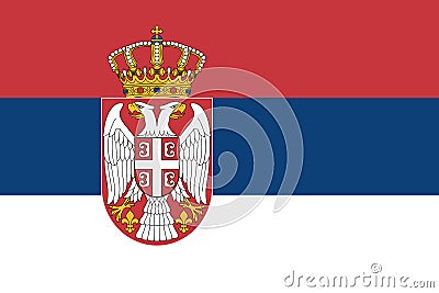 Serbia flag in official colors and with aspect ratio of 2:3. Cartoon Illustration