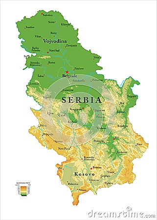 Serbia physical map Vector Illustration
