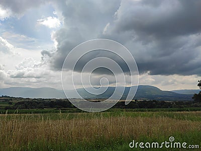 Serbia Sokobanja region cropland on hilly terrain Stock Photo