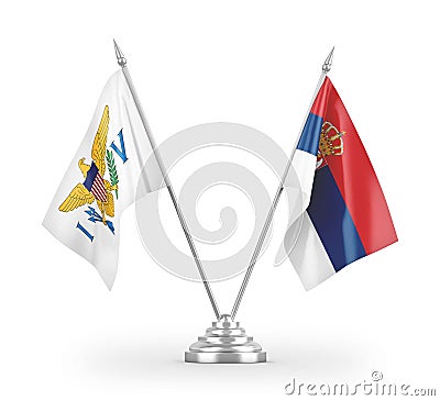 Serbia and Virgin Islands United States table flags isolated on white Stock Photo