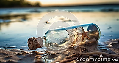 A Serendipitous Encounter with a Profound Message in a Bottle, Generative AI Stock Photo