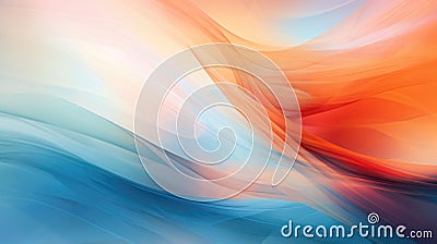 Serene Abstract Fluidity in Blue and Orange Hues Stock Photo