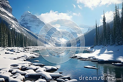 Serene beauty of Lake Louise in Banff National Stock Photo