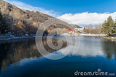 Serene Dolphin Lake in Jermuk, Armenia Stock Photo