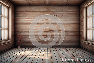 Serene emptiness the interior of a silent and spacious wooden room Stock Photo