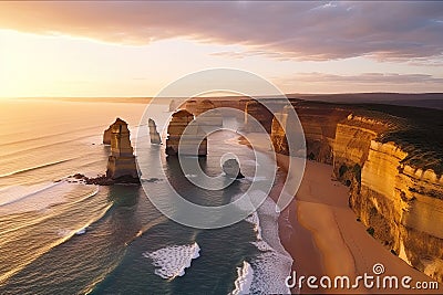 Serene evening sunset view of the Twelve Apostles in Victoria, Australia Stock Photo