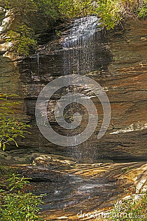 Serene Falls in a Shaded Forest Glen Stock Photo