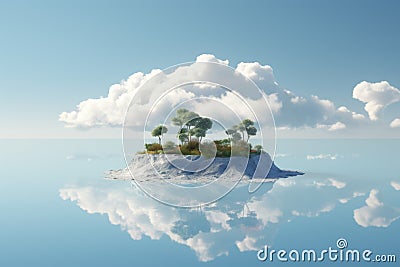 Serene Floating island clouds. Generate Ai Stock Photo