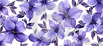 Serene floral delight photorealistic blue nova background pattern with flowers and petals Cartoon Illustration