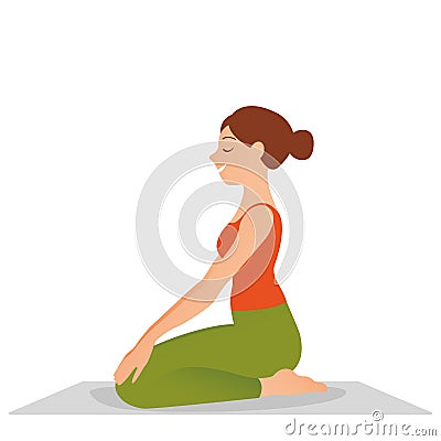 Sporty beautiful young woman practicing yoga Vector Illustration