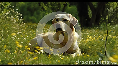 Serene Labrador Resting, Made with Generative AI Stock Photo