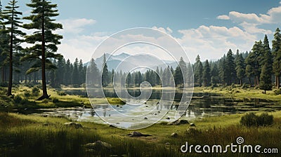 Serene Lake Animation In Cryengine: Mountainous Vistas And Outdoor Scenes Stock Photo