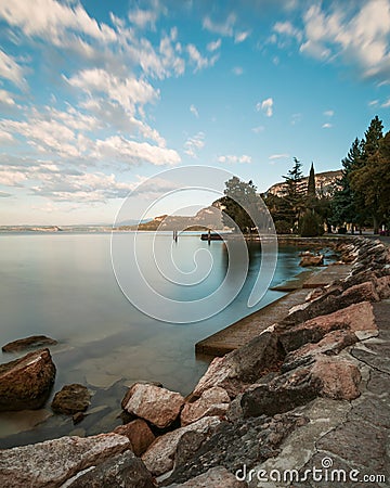 The Serene Lake Garda Coast Stock Photo