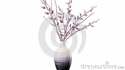 Photorealistic Purple And Black Leaf Vase: Realistic Detail And Simplistic Design Stock Photo